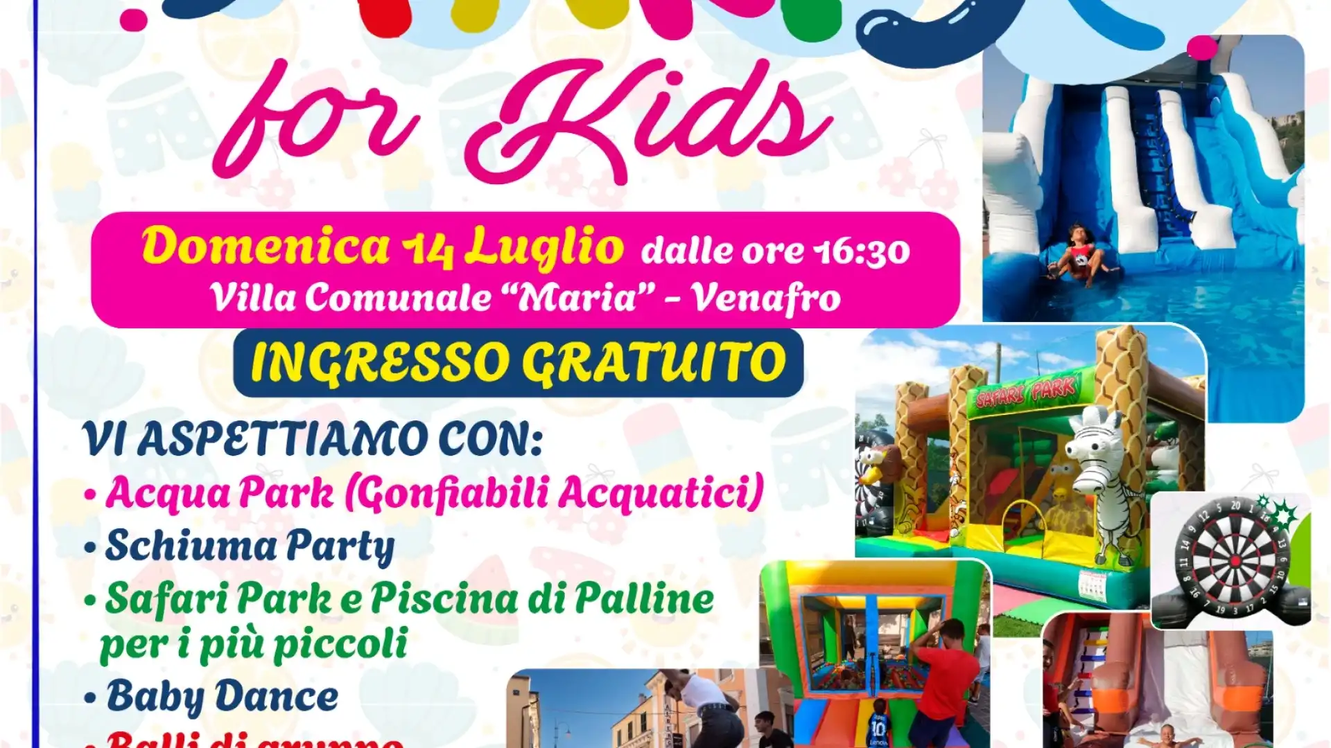 Venafro: domenica 14 luglio il Summer Party dedicato ai bambini  in villa.